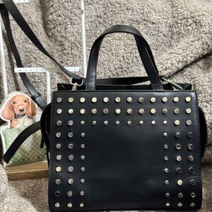 French Connection Studded Black Handbag with Crossbody EUC